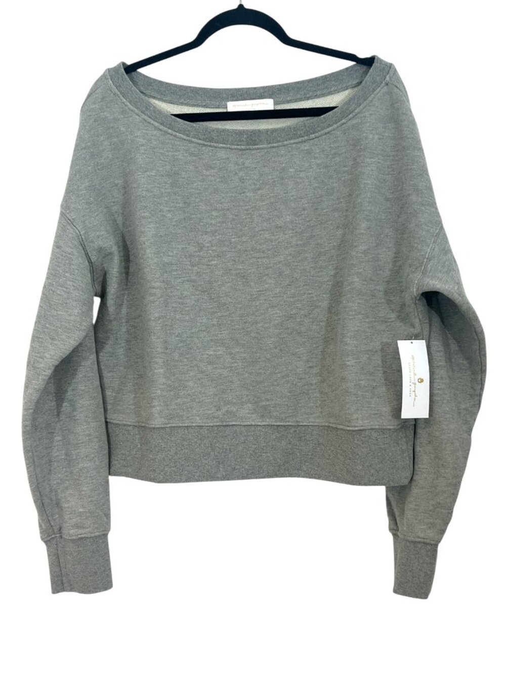 Spiritual Gangster La Vida Off Shoulder Sweatshirt Heather Gray Medium New $98
